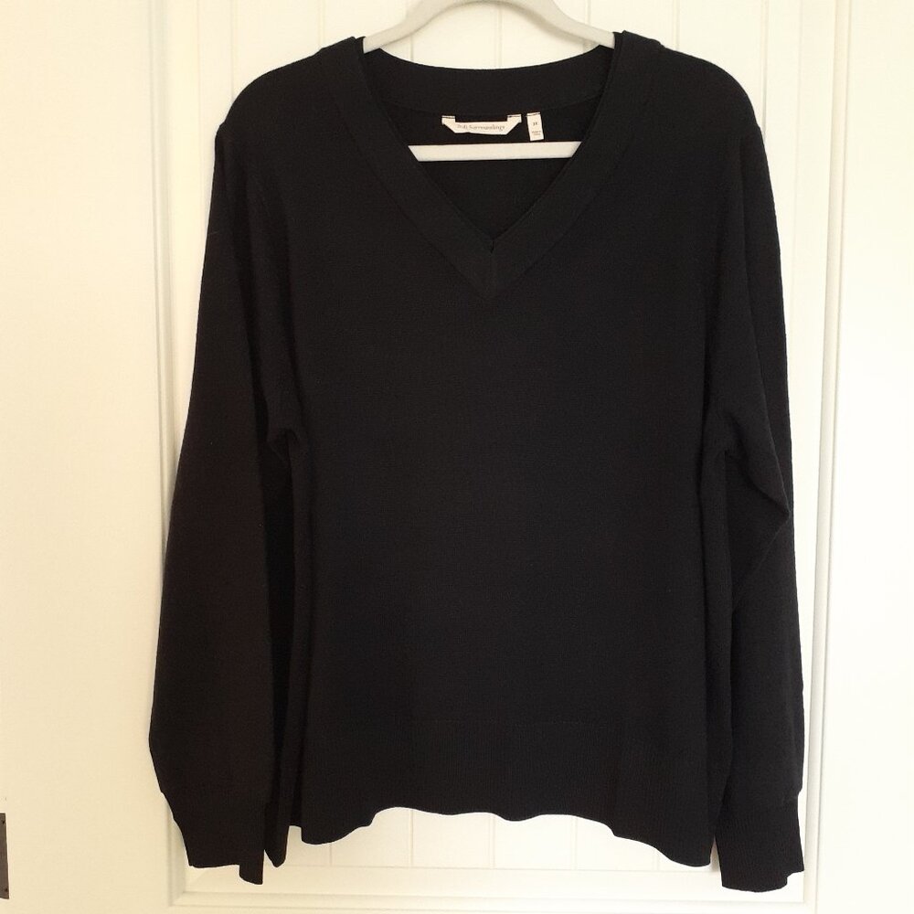 Soft Surroundings Wool Alpaca Blend V-Neck Sweater Black Size 2X